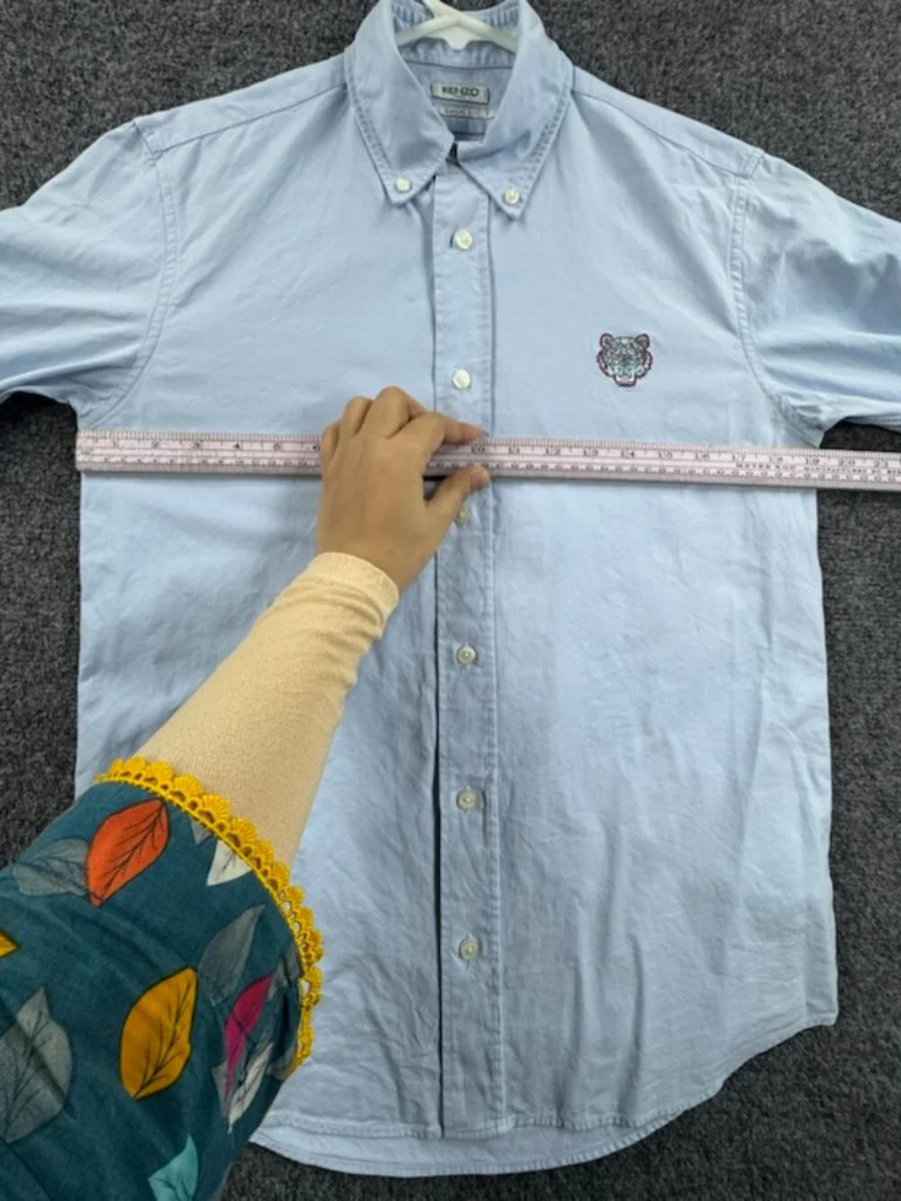 Kenzo Small Casual Button-Down Logo Blue Paris Long Sleeve Shirt Solid Men Adult